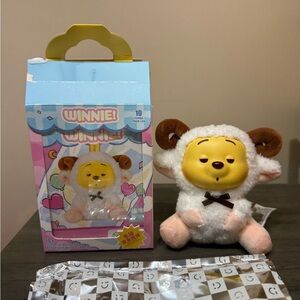 Miniso Disney Winnie Plush Keychain in White Sheep Outfit